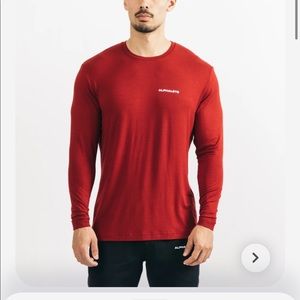 Alphalete Aspire Classic Long Sleeve Tee Top Size M Red/Burgundy